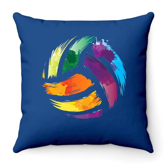 Colorful Volleyball Colorsplash Ball Throw Pillow