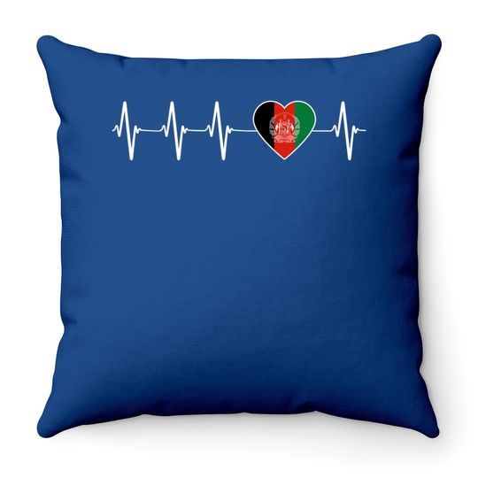 Afghani Heartbeat I Love Afghanistan Heart Flag Throw Pillow