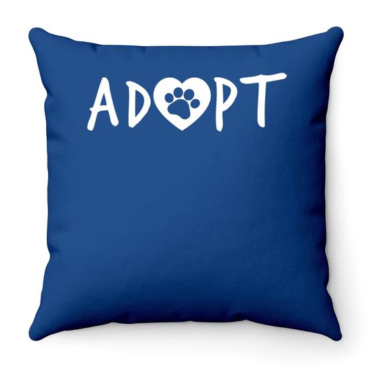 Adopt Pawprint Dog Cat Pet Shelter Rescue Throw Pillow