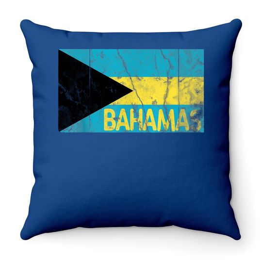 Bahamas Flag Distressed Vintage Throw Pillow