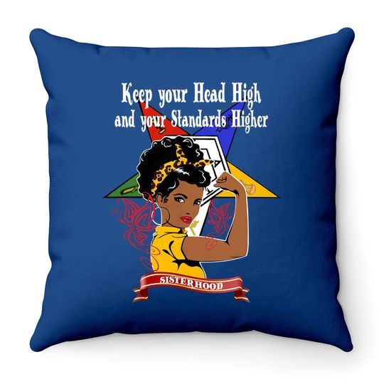Order Of The Eastern Star Oes Sisterhood Keep Your Head High Throw Pillow