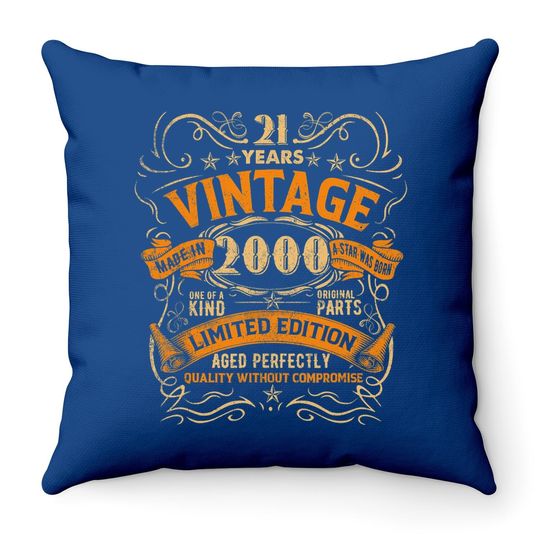 Born In 2000 Vintage 21st Birthday Gift Party Throw Pillow