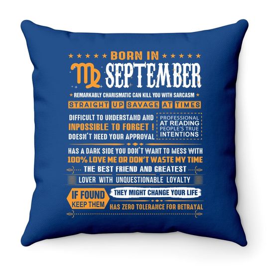September Birthday Born In September Virgo Throw Pillow