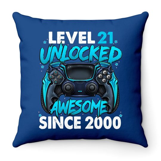 Level 21 Unlocked Awesome Since 2000 21st Birthday Throw Pillow