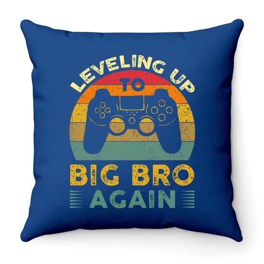Leveling Up To Big Bro Again Vintage Gift Big Brother Again Throw Pillow
