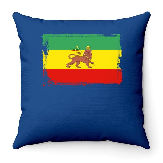 Ethiopia Flag Lion Of Judah Throw Pillow
