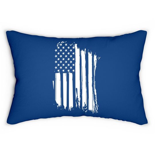 Nine Line American Flag Lumbar Pillow - Heavy Metal Patriotic Lumbar Pillow - Dropline Logo And American Flag On Sleeve - Grey