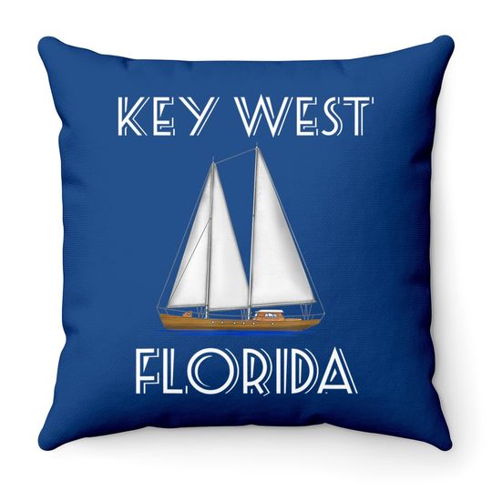 Key West Florida Fl Nautical Sailboat Sailing Throw Pillow