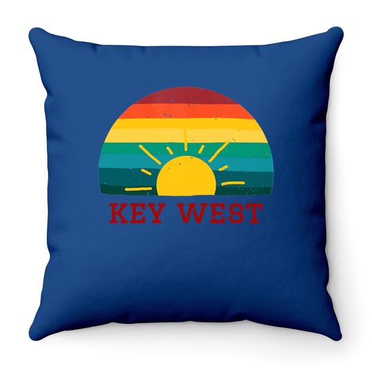 Key West Florida Retro Distressed Beach Throw Pillow