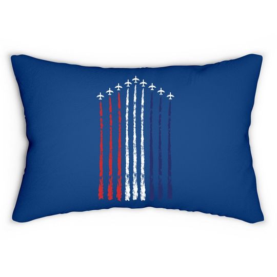 American Flag Usa Fighter Jet Con Trail Lumbar Pillow