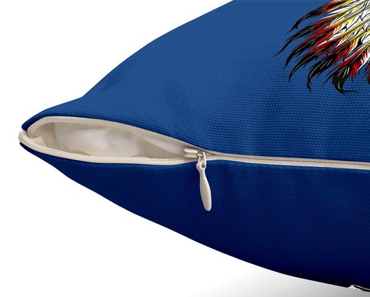 Native American Indian Chief Skull Motorcycle Headdress Throw Pillow