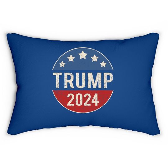 Trump 2024 Retro Campaign Button Re Elect President Trump Lumbar Pillow