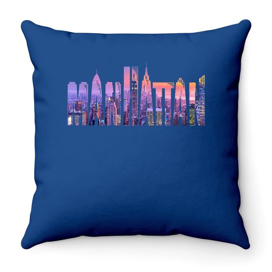 Manhattan Nyc New York City Skyscrapers Buildings Throw Pillow