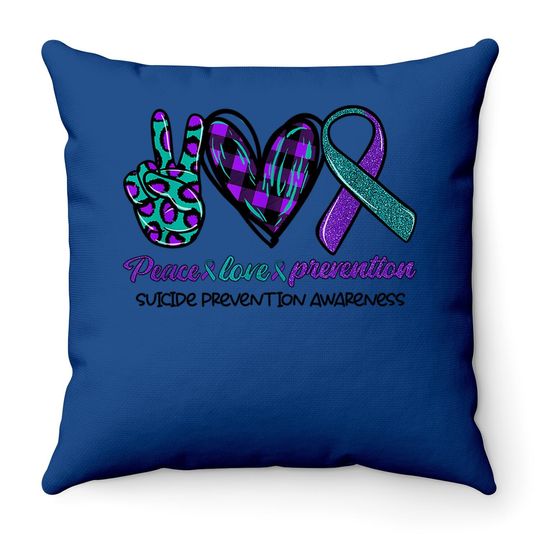 Peace Love Prevention Suicide Prevention Awareness Throw Pillow