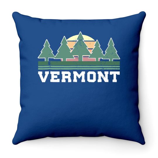 Vermont Throw Pillow Retro Vintage Throw Pillow