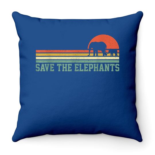 Vintage Save The Elephants Throw Pillow Gift Elephants Throw Pillow