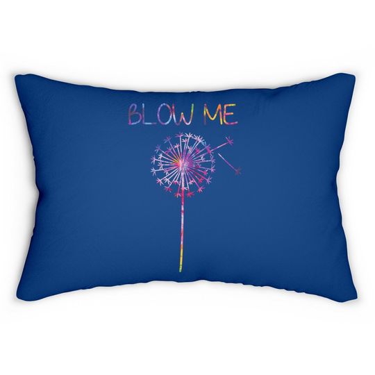 Colorful Blow Me Dandelion Flower Dandelion Flower Artwork Lumbar Pillow