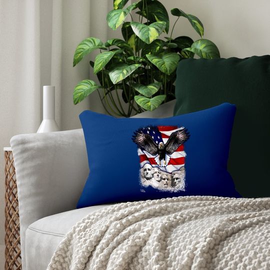 American Bald Eagle Mount Rushmore 'merica Flag Lumbar Pillow