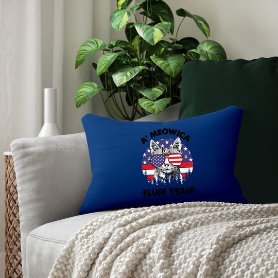 Meowica Fluff Yeah Patriotic American Lumbar Pillow