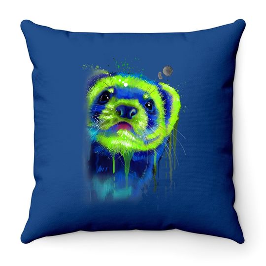 Ferret Artwork - Best Pet Hand Painting Art Gifts Throw Pillow