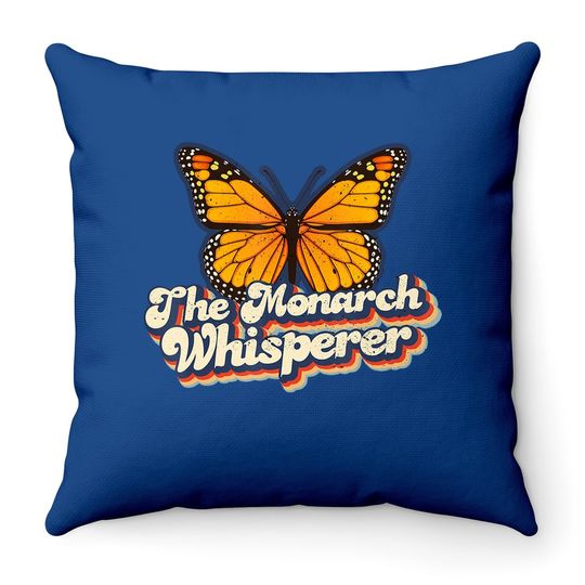 The Monarch Whisperer Retro Monarch Butterfly Entomology Throw Pillow