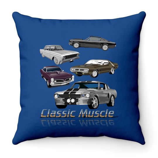 Classic American Muscle Cars Vintage Throw Pillow