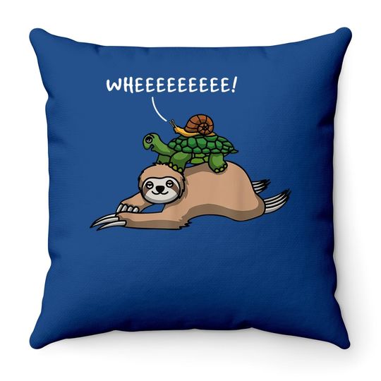 Snail Turtle Sloth Funny Cute Animal Lover Friends Throw Pillow