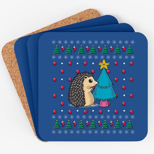 Hedgehog Ugly Christmas Classic Coasters