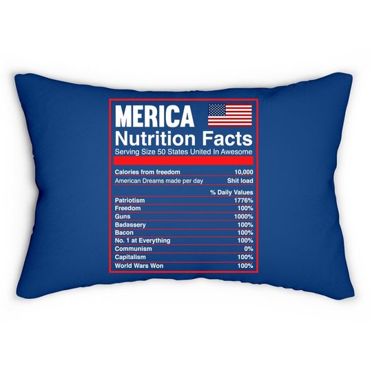 Patriotic Merica Nutrition Facts America Flag Lumbar Pillow