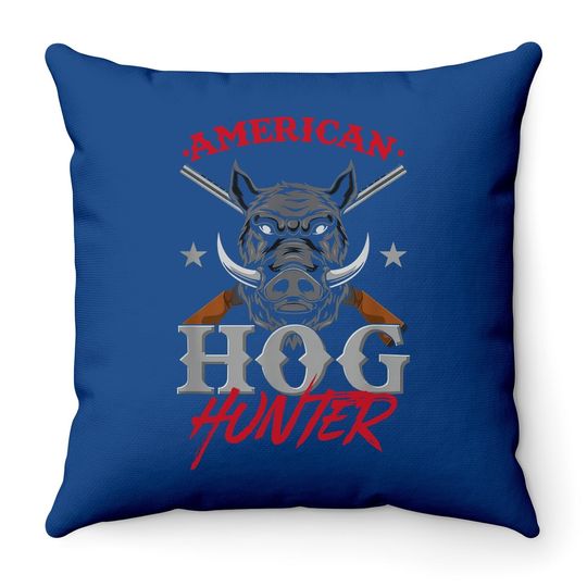 American Hog Hunter Swine Boar Hunting Gift Throw Pillow