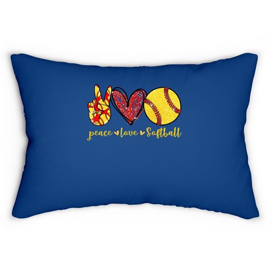 Peace Love Softball Cute Softball Lovers Gifts Lumbar Pillow