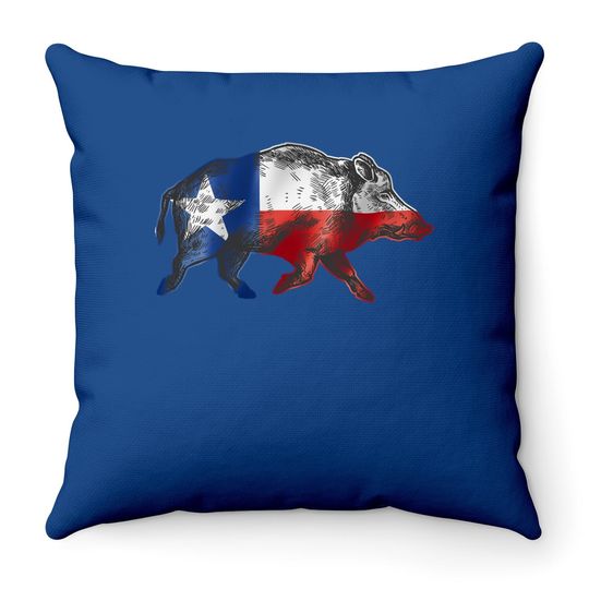 Texas Flag Feral Hog Wild Pig Hunting Throw Pillow