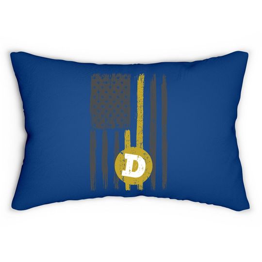 Dogecoin Usa Flag To The Moon Distressed Vintage Lover Hodl Lumbar Pillow