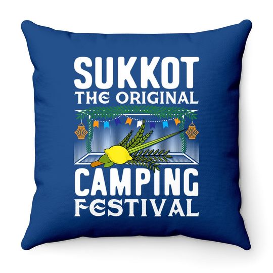 Sukkot The Original Camping Festival Sukkah Jewish Holiday Throw Pillow