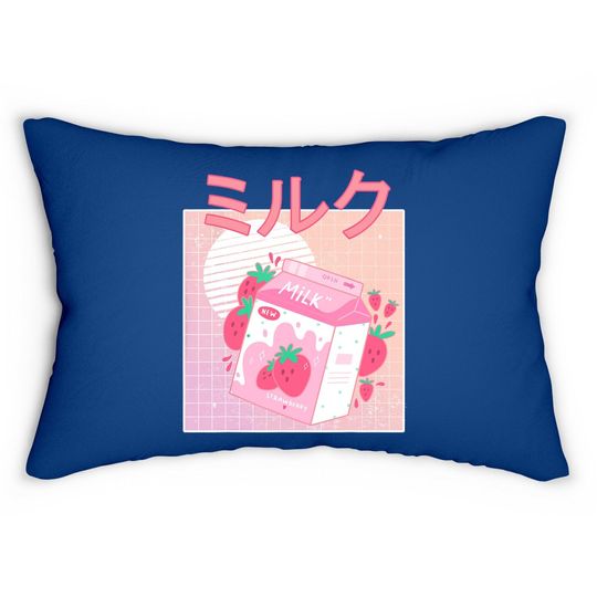 Japanese Kawaii Strawberry Milk Shake Carton Lumbar Pillow