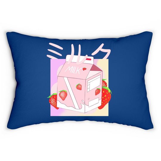 Japanese Kawaii Strawberry Milk Shake Carton Lumbar Pillow