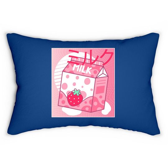 Strawberry Milk Pink Japanese Retro 90s Aesthetic Lumbar Pillow