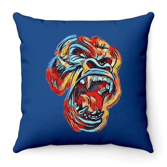 Colorful Silverback Gorilla Image Gorillas Picture Ape Throw Pillow