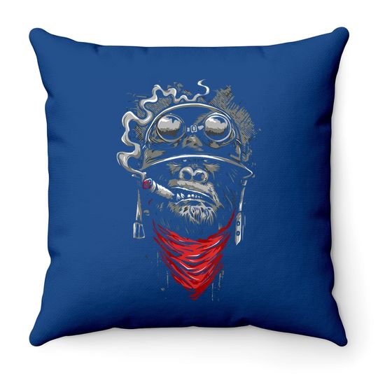 Gorilla Smoking A Cigar Powerful Animal Throw Pillow