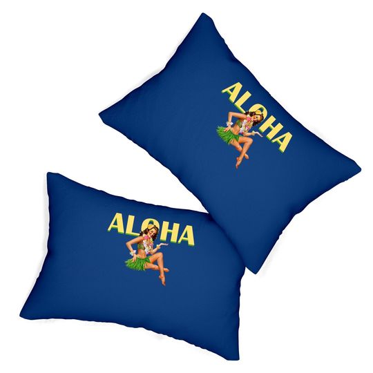 Aloha Hawaiian Retro Vintage Pin Up Hawaii Lumbar Pillow