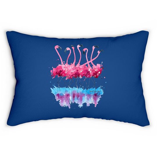 Beautiful Tropical Dancing Pink Flamingos Lumbar Pillow