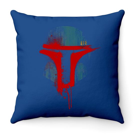 New Boba Fett Grunge Starwars Inspired Design Printed Black Throw Pillow
