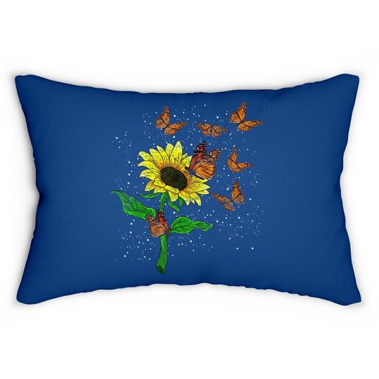 Flower Blossom Butterflies Nature Butterfly Sunflower Lumbar Pillow
