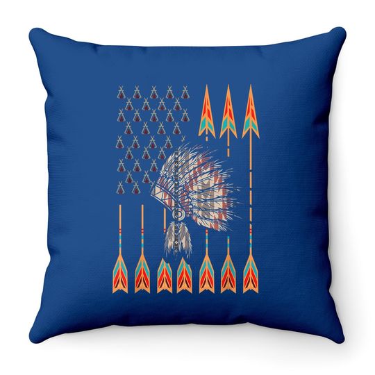 Native American Flag Usa For Indian Indigenous People Throw Pillow