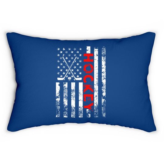 American Flag Hockey Usa Patriotic Lumbar Pillow