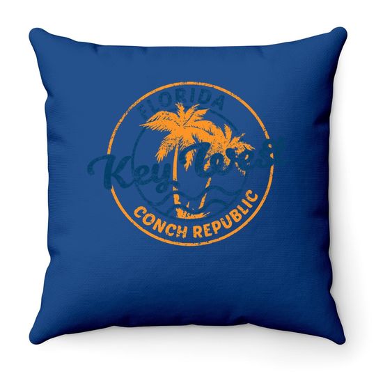 Key West Vintage Emblem Basic Cotton Throw Pillow