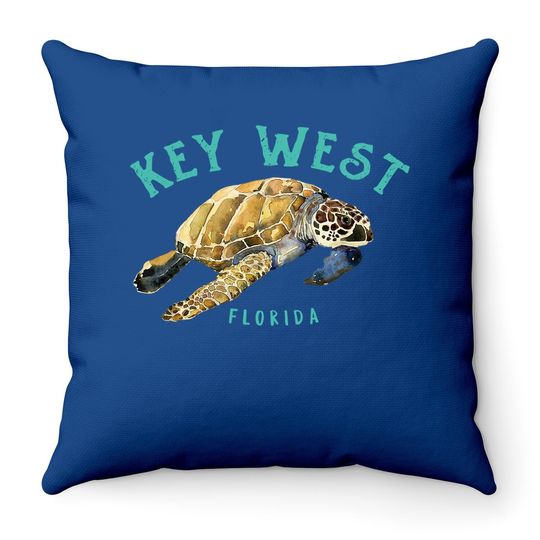 Key West Florida Happy Sea Turtle Throw Pillow