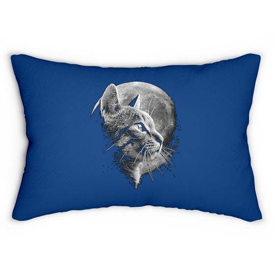 Cat With Moon - Cat Lumbar Pillow