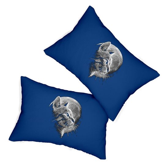 Cat With Moon - Cat Lumbar Pillow