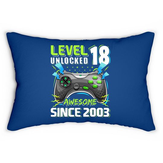 Level 18 Unlocked Awesome 2003 Video Game 18th Birthday Gift Lumbar Pillow